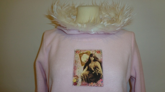 Rosa åpen front shearling fuskepels lang raggete pels